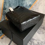 Saint Laurent Paris Mini Toy Shopping In Crocodile-Embossed Leather Black